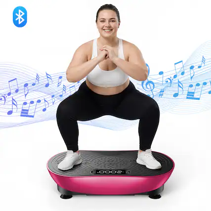 Front. MERACH - MERACH V33 Vibration Plate for Lymphatic Drainage Weight Loss Muscle Activation, LED Touch Screen Bluetooth Pull Cord - Pink.