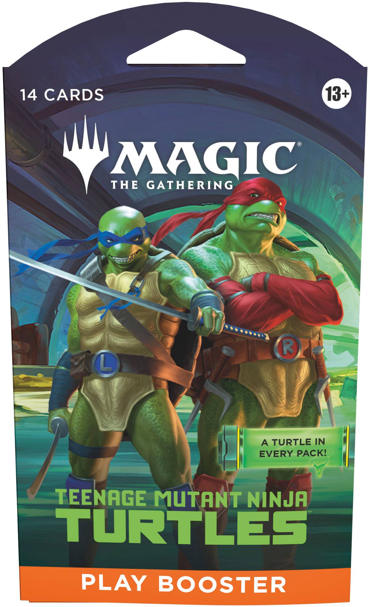 14 Cards  
Magic: The Gathering  
13+  
Teenage Mutant Ninja Turtles  
Play Booster  
A Turtle in Every Pack!