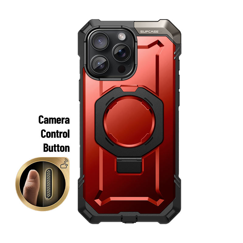 Front. SUPCASE - iPhone 16 Pro 6.3 inch UB Grip MagSafe Camera Control Button Phone Case - Metallic Red.