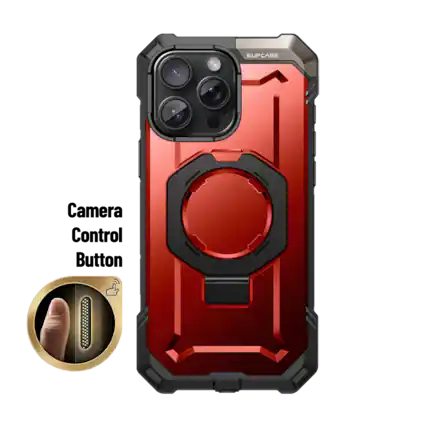 Front. SUPCASE - iPhone 16 Pro Max 6.9 inch UB Grip MagSafe Camera Control Button Phone Case - Metallic Red.