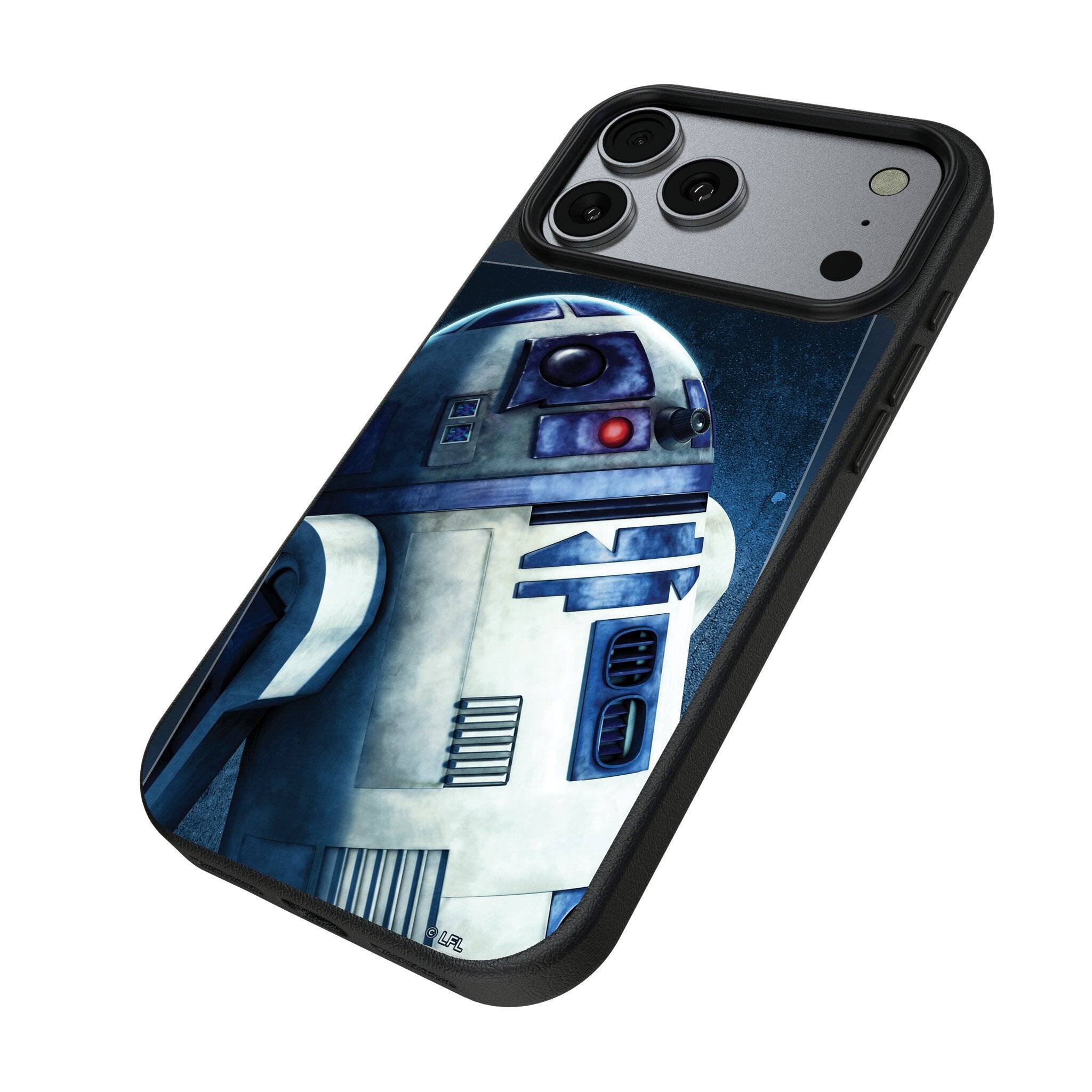 Angle. Keyscaper - Star Wars: A New Hope Portrait MagSafe Compatible Phone Case - Apple iPhone 17 Pro Max - R2-D2.