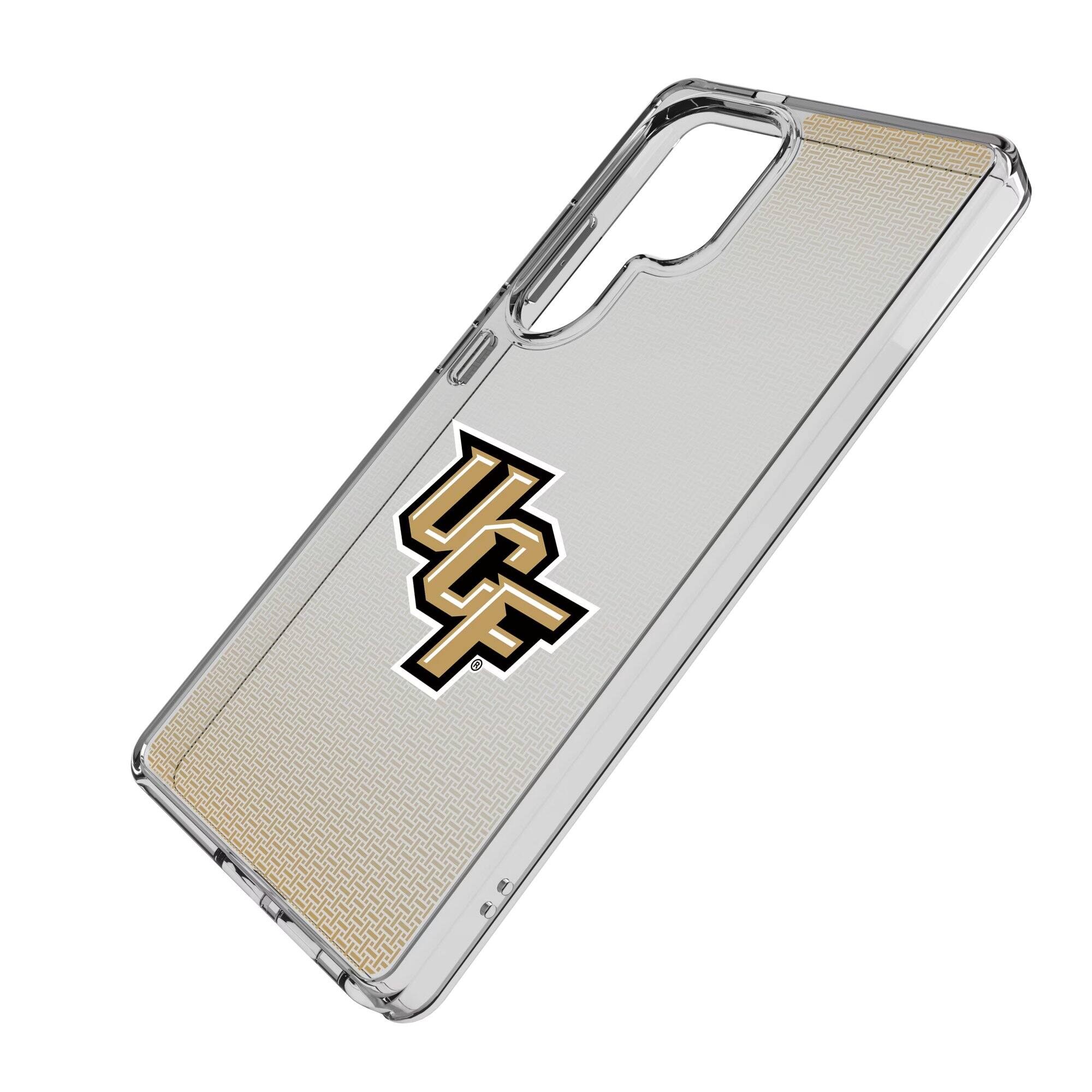 Alt View 1. Keyscaper - UCF Knights Linen Logo Galaxy Clear Case - S22 - Multicolor.