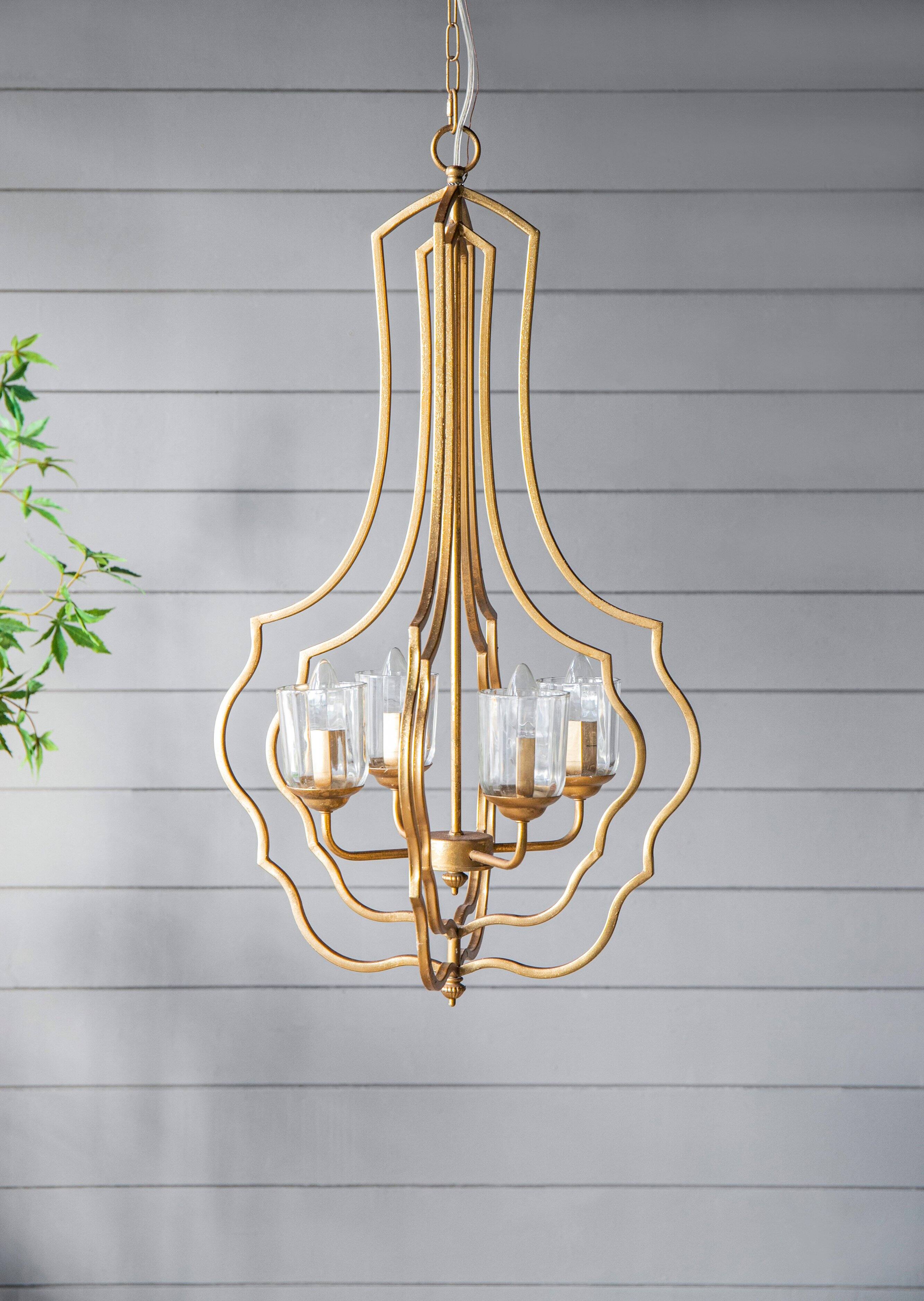 Front. APRILSOUL - 4 - Light Metal Chandelier Hanging Light Fixture with Adjustable Chain for Kitchen Dining Room Bulb Not Included.