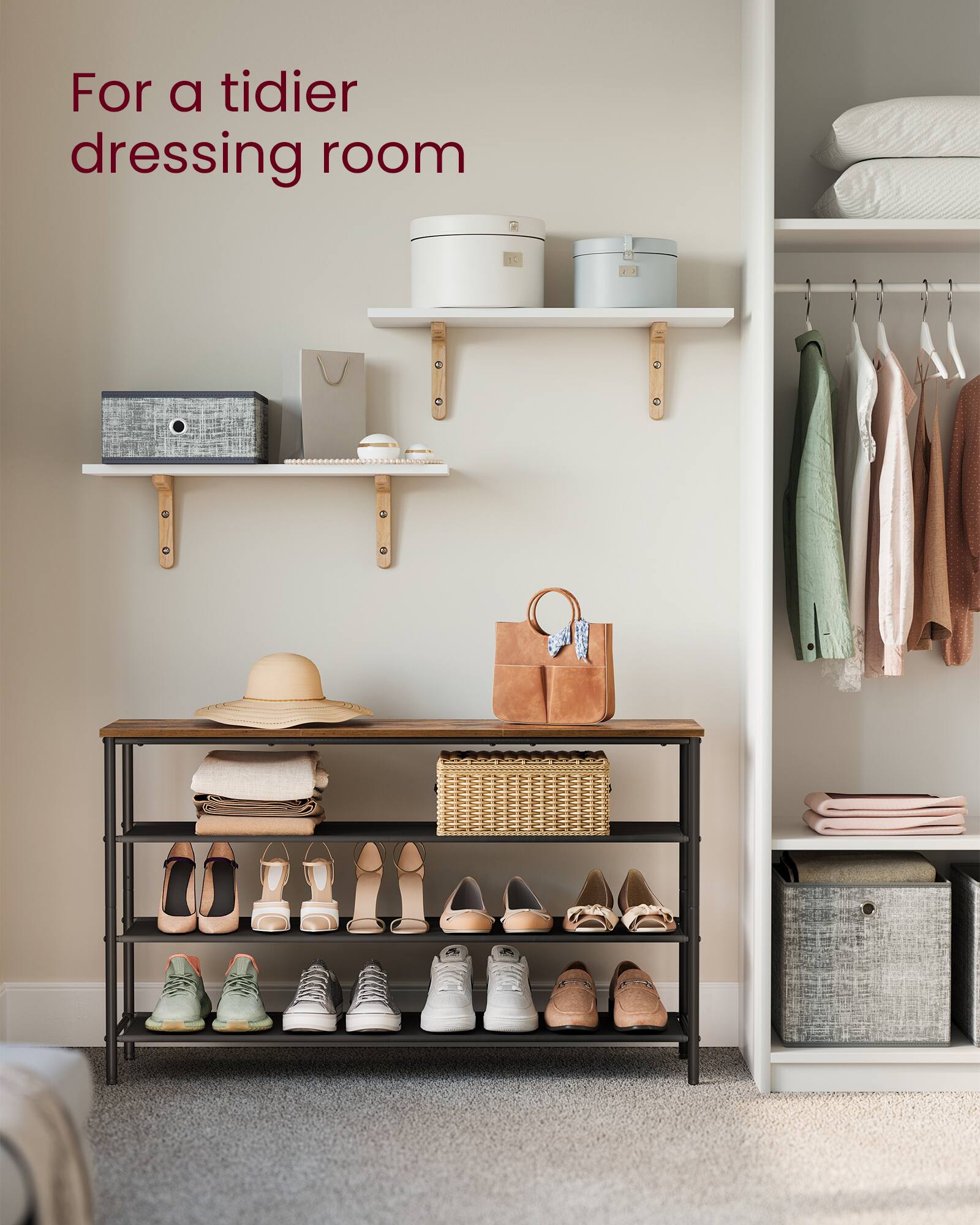 Songmics Home Shoe Rack, 4 Tier Shoe Storage Organizer for Entryway and ...