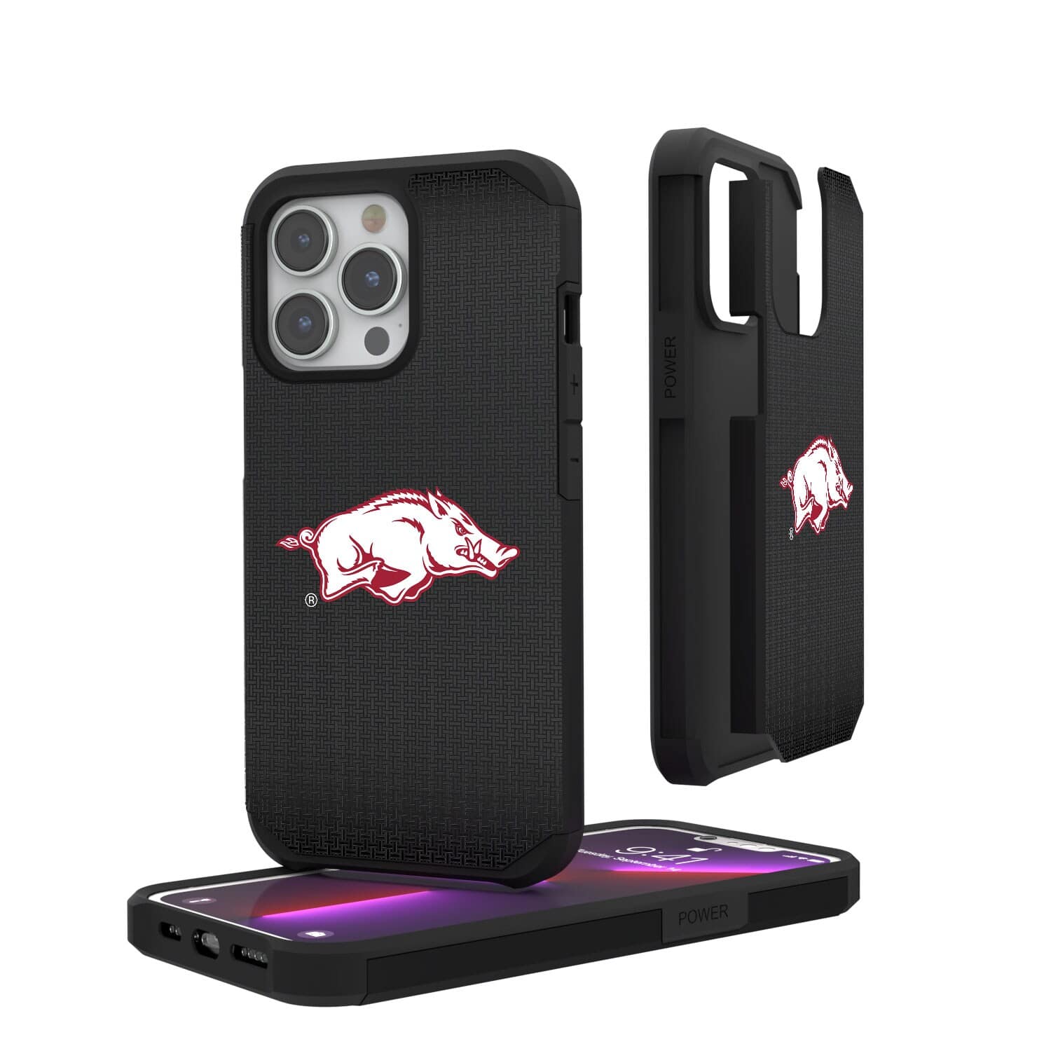 Keyscaper - NCAA - Arkansas Razorbacks Linen Logo iPhone Rugged Case - 14 Pro - Black price history on PriceWatchPro