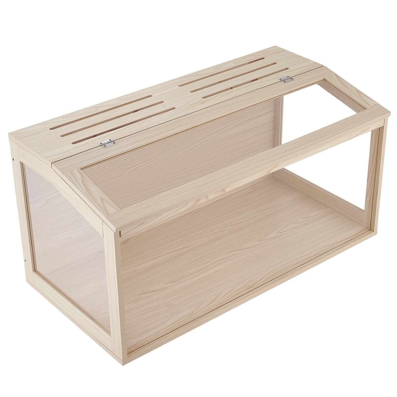 Alt View 5. VEVOR - Wooden Hamster Cage 40.1"x20.4"x20.1" 270° Viewing Hamster Habitat,Chewproof Acrylic Small Animal Cage with Openable Top - Wood Grain.