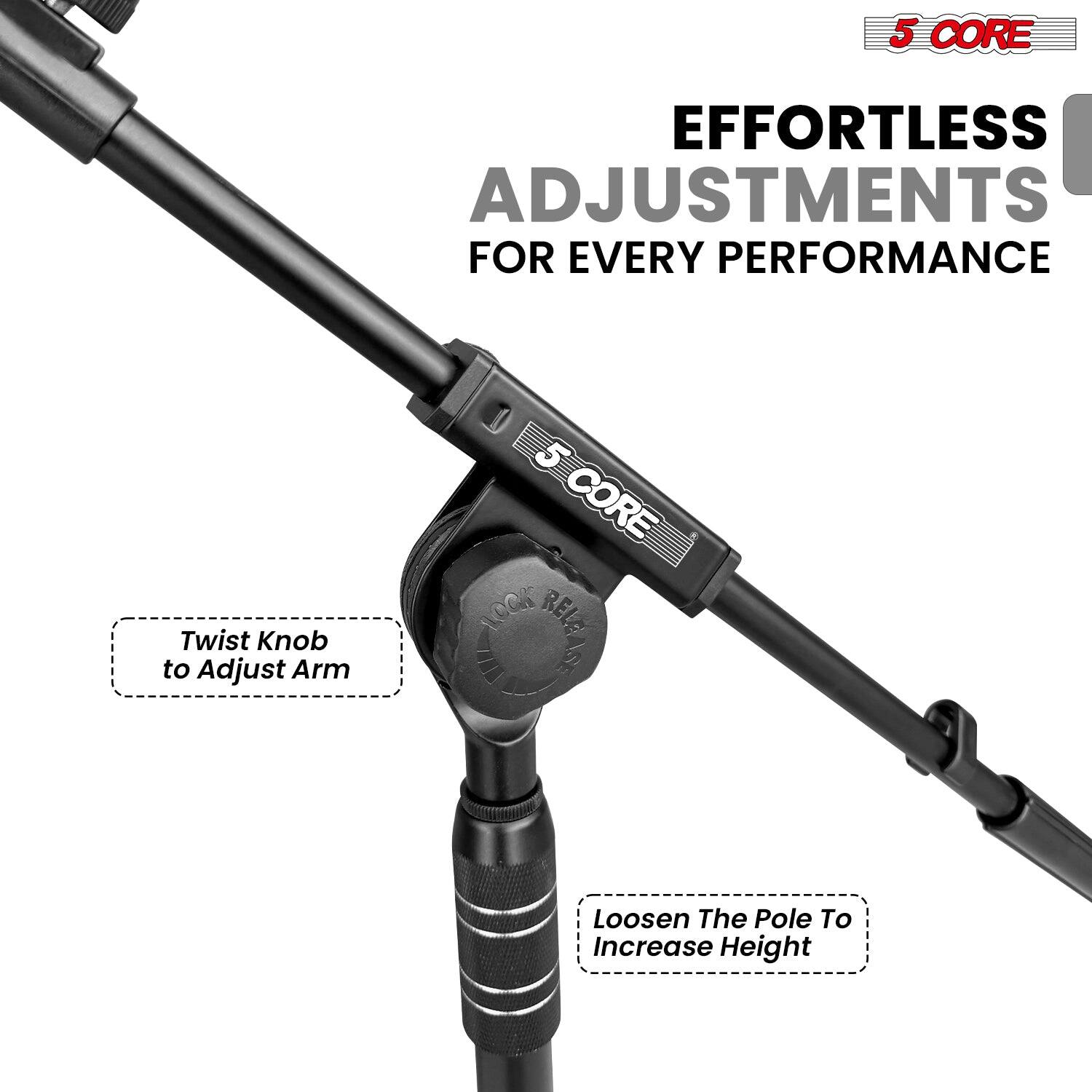 5 CORE EFFORTLESS ADJUSTMENTS FOR EVERY PERFORMANCE
Twist Knob to Adjust Arm
Loosen The Pole To Increase Height
