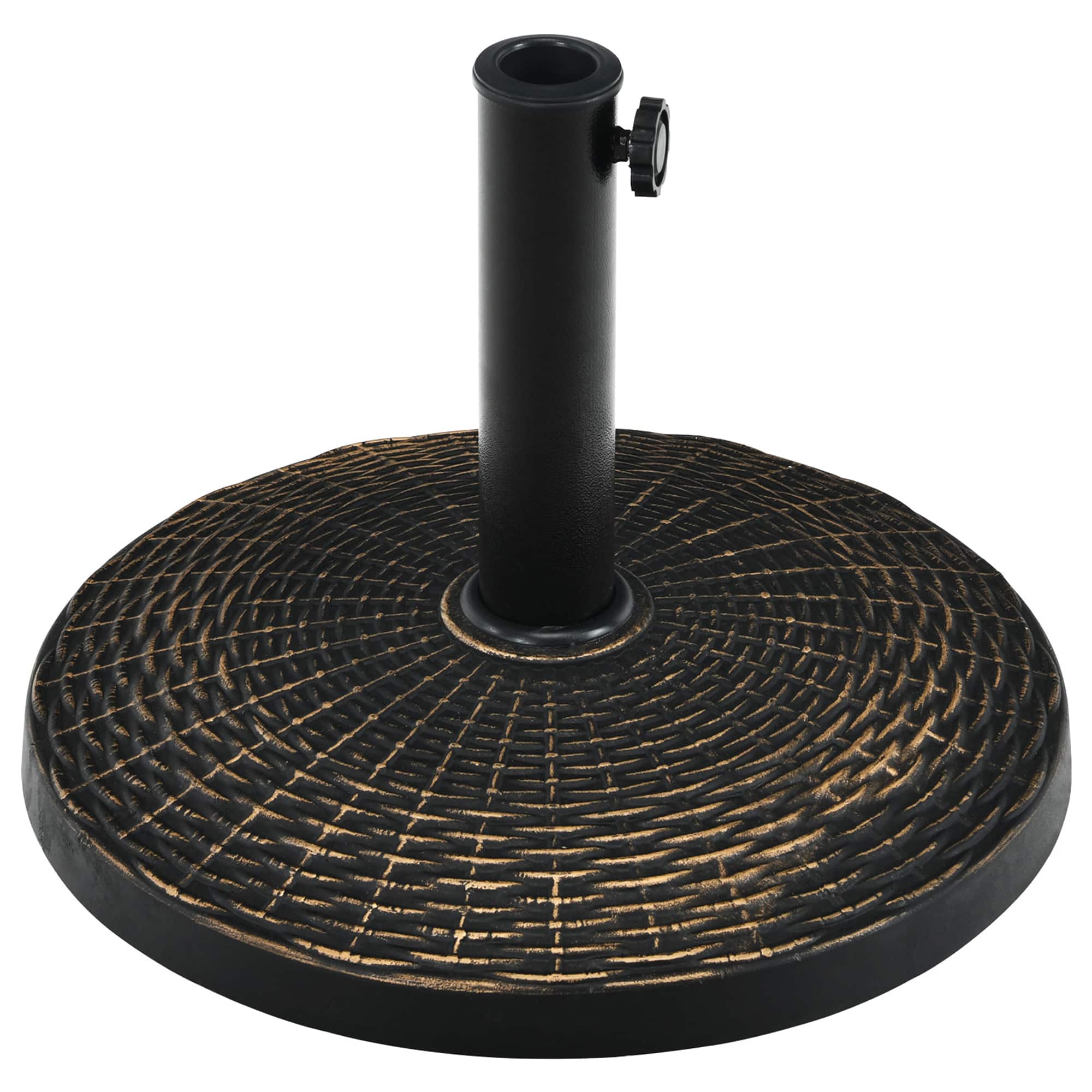 Costway- 22 lbs Round Resin Patio Umbrella Base Stand Holder w/ Adjustable Knob- Bronze