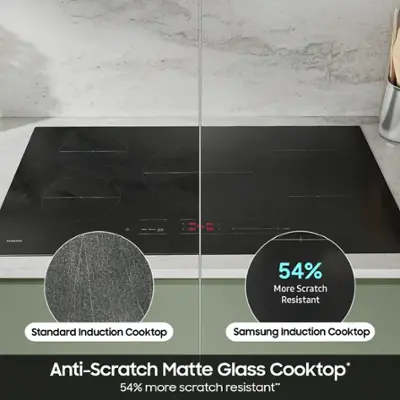 Samsung - 36" Induction Cooktop with Anti-Scratch Matte Glass and Sync - Black