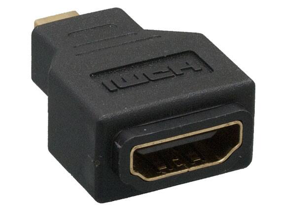 Angle. Cable Leader - HDMI Male to Micro HDMI Female Adapter, Type A to Type D, Fully Molded - Black.