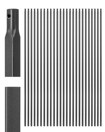 Front. VEVOR - Staircase Balusters 31 Pack, 44 Inch Durable Carbon Steel Stair Balusters, 0.5 Inch Indoor Square Metal Spindle Railing - Black.