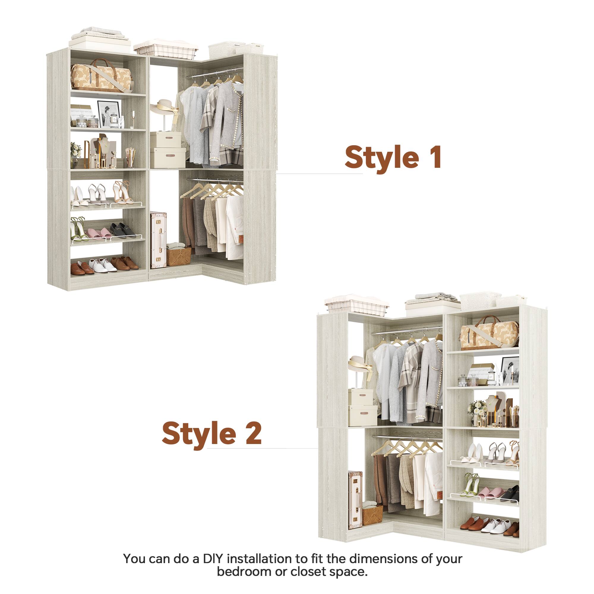 Style 1  
Style 2  

You can do a DIY installation to fit the dimensions of your bedroom or closet space.