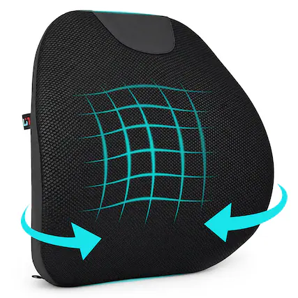 Front. Fosmon - Lumbar Support Pillow for Office Chair, 14" Memory Foam Back Support Cushion, Ergonomic Lumbar Support for Car - Black.