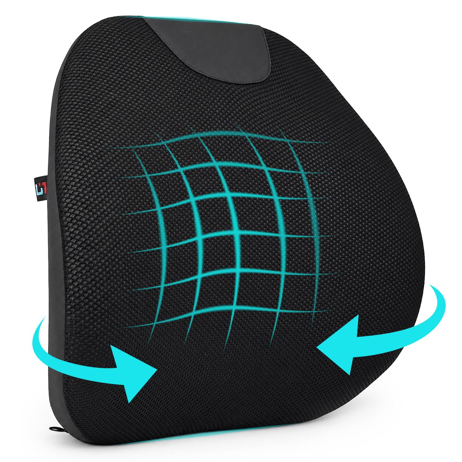 Front. Fosmon - Lumbar Support Pillow for Office Chair, 14" Memory Foam Back Support Cushion, Ergonomic Lumbar Support for Car - Black.