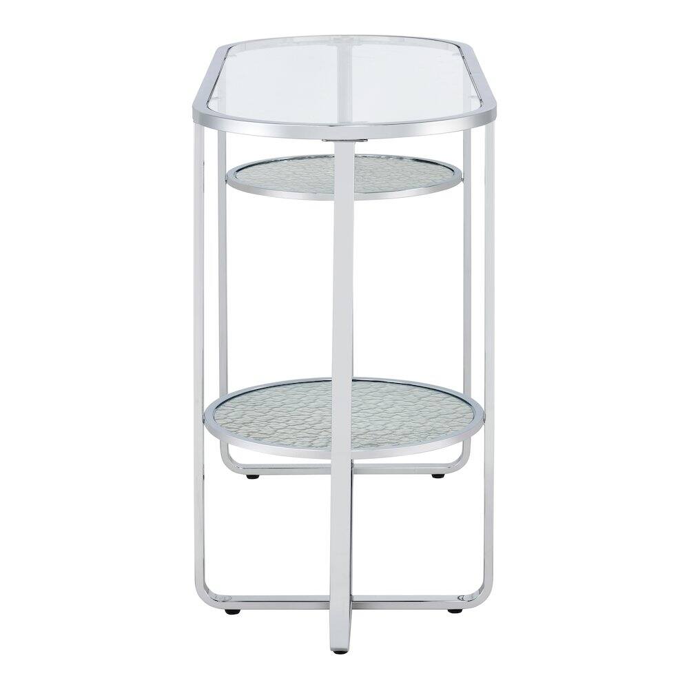 Alt View 2. Furniture of America - Ludington Metal 2-Shelf Sofa Table in Chrome - Silver.