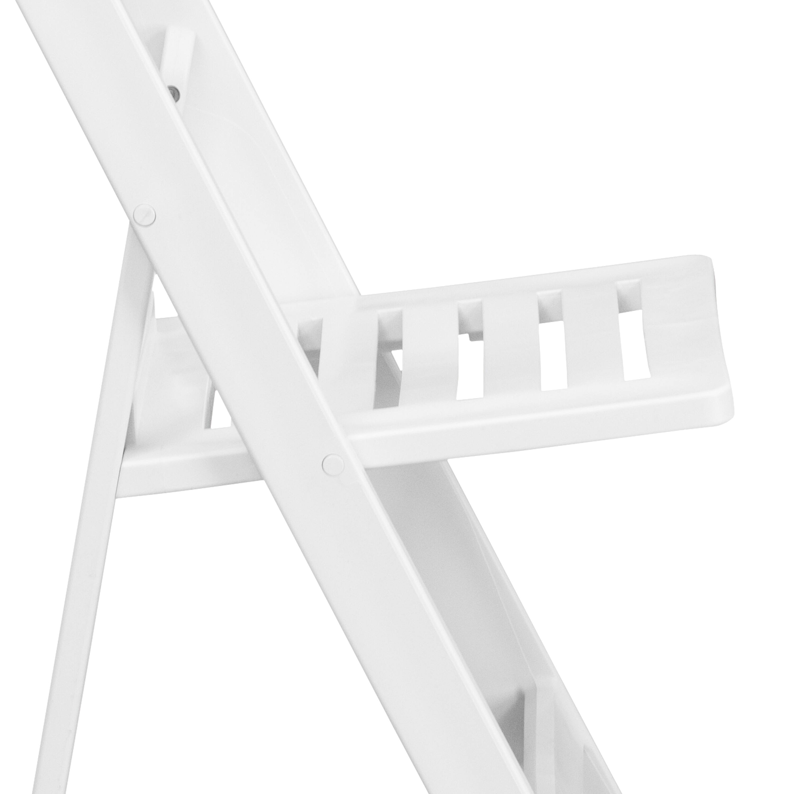 Alt View 7. Emma + Oliver - 2 Pack 800 lb. Capacity Resin Folding Chair with Slatted Seat - White.