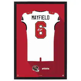 Sporticulture - Baker Mayfield Tampa Bay Buccaneers 27" x 39" Framed Jersey Print - White