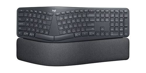 Logitech - Ergo K860 920-010175 Split Keyboard For Business - Graphite - Wireless - Palm Rest - Black