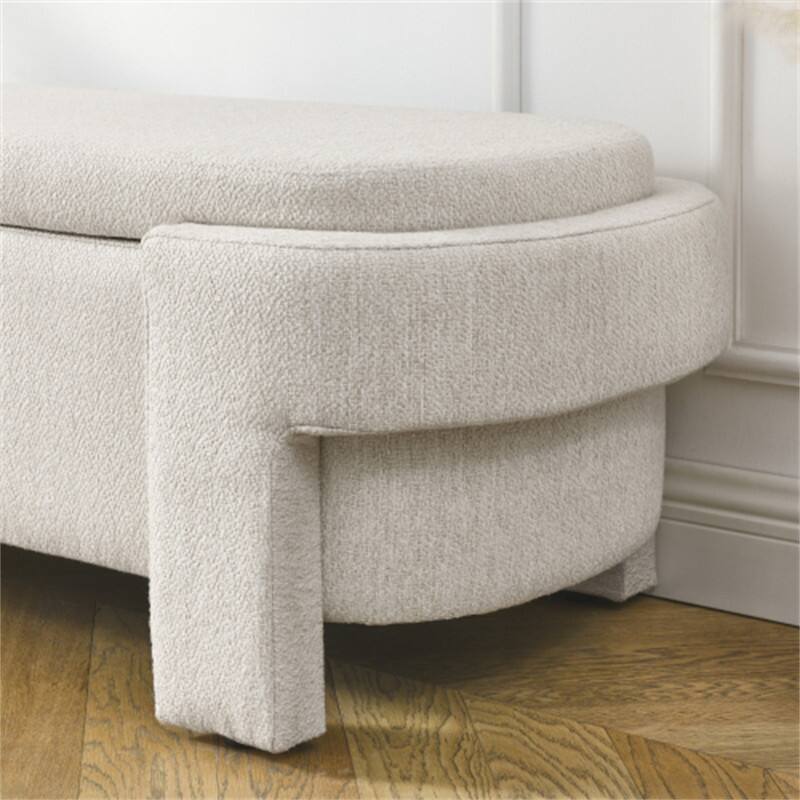 Alt View 2. HTUTWOO - Linen Fabric Upholstered Bench for Entryway & Bedroom - Large Storage Space Ottoman Bench - 51.5'' x 20.5'' x 17'' - White.