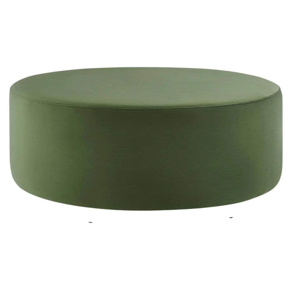 Outdoor Escape - Performance Velvet Upholstered Outdoor Ottoman In Neutral Color - Green
