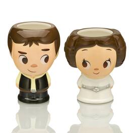Cupful of Cute Star Wars Han and Leia 16-Ounce Ceramic Mugs | Set of 2 - Brown