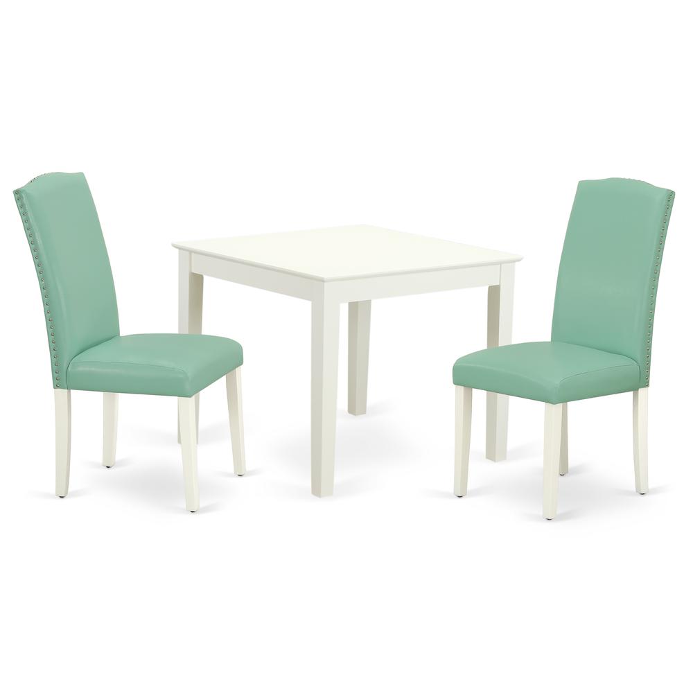 Back. East West Furniture - Dining Room Set Linen White - Brown.