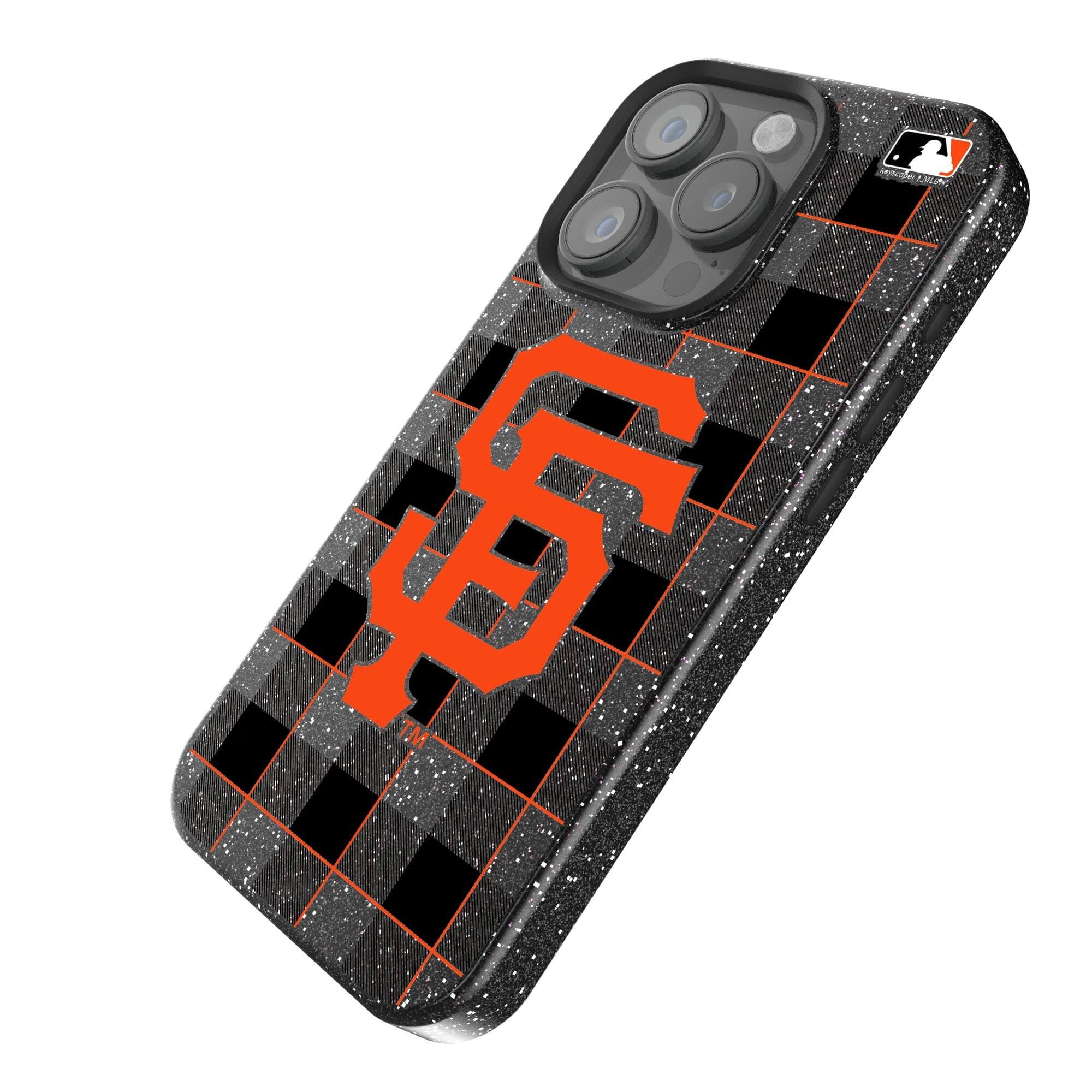 Alt View 1. Keyscaper - San Francisco Giants Plaid Bling iPhone Case - 15 - Black.