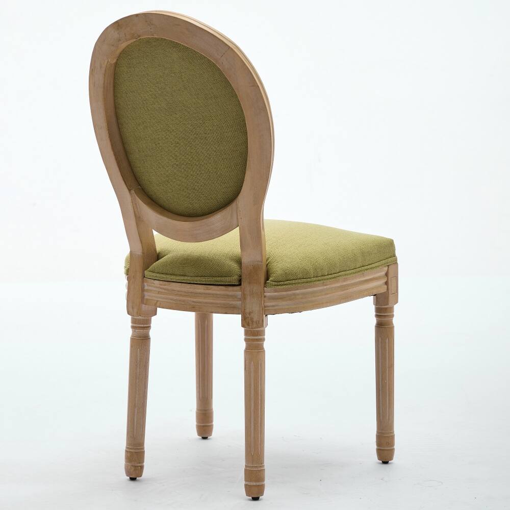 Alt View 2. Loheer - Loheer French Style Solid Wood Dining Chairs Olive Green Linen Set of 2 - Olive Green.