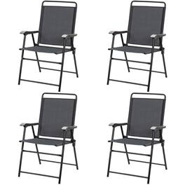 Gymax - Set of 4 Folding Patio Chair Portable Sling Chair Yard Garden Outdoor - Gray