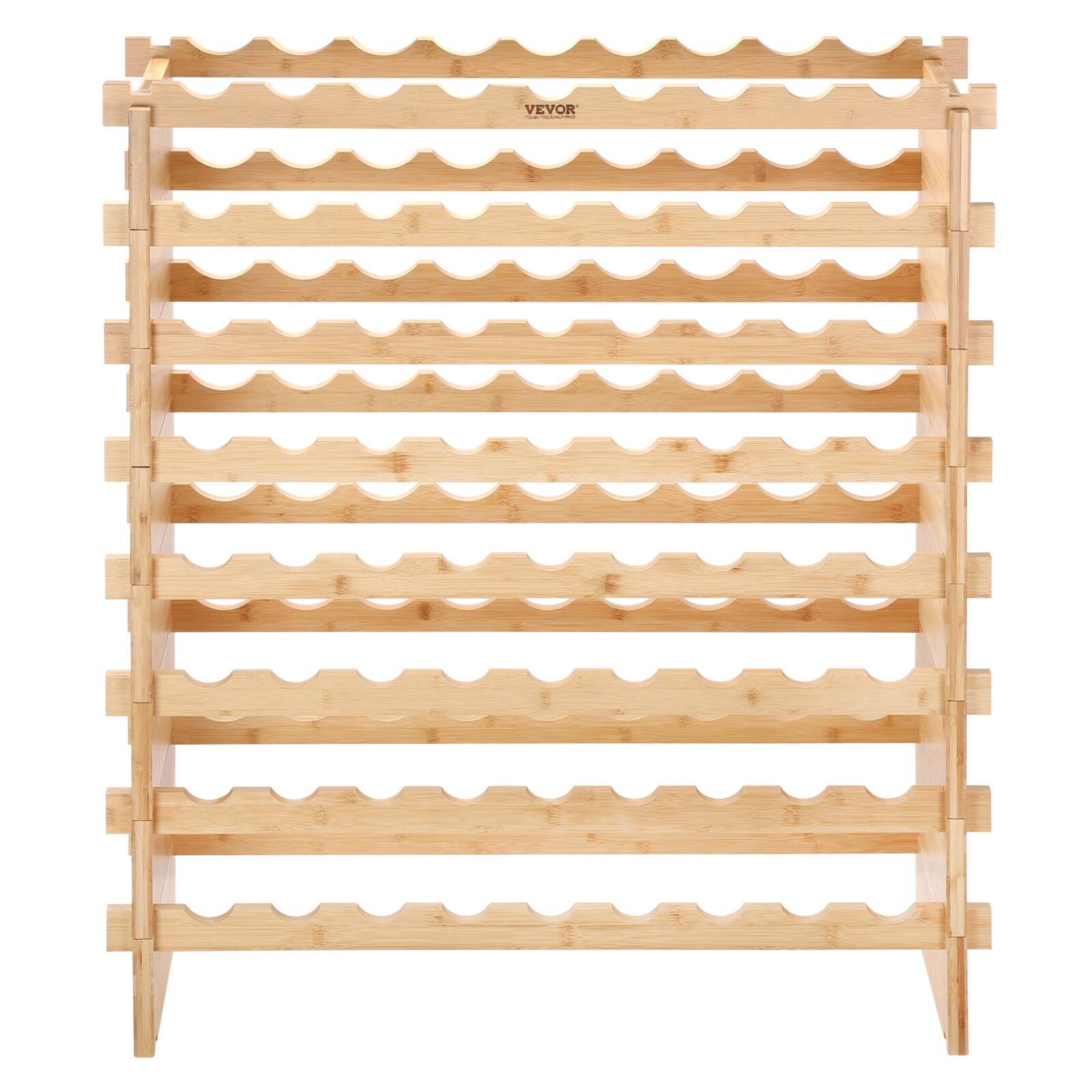 Alt View 5. VEVOR - 72 Bottle Stackable Modular Wine Rack, 8-Tier Solid Bamboo Wood Storage Racks - Natural Color.