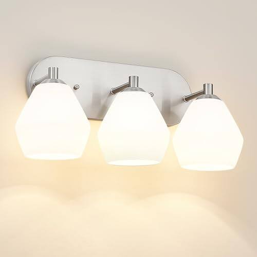 Brushed Nickel & Milk Glass - 3 Light