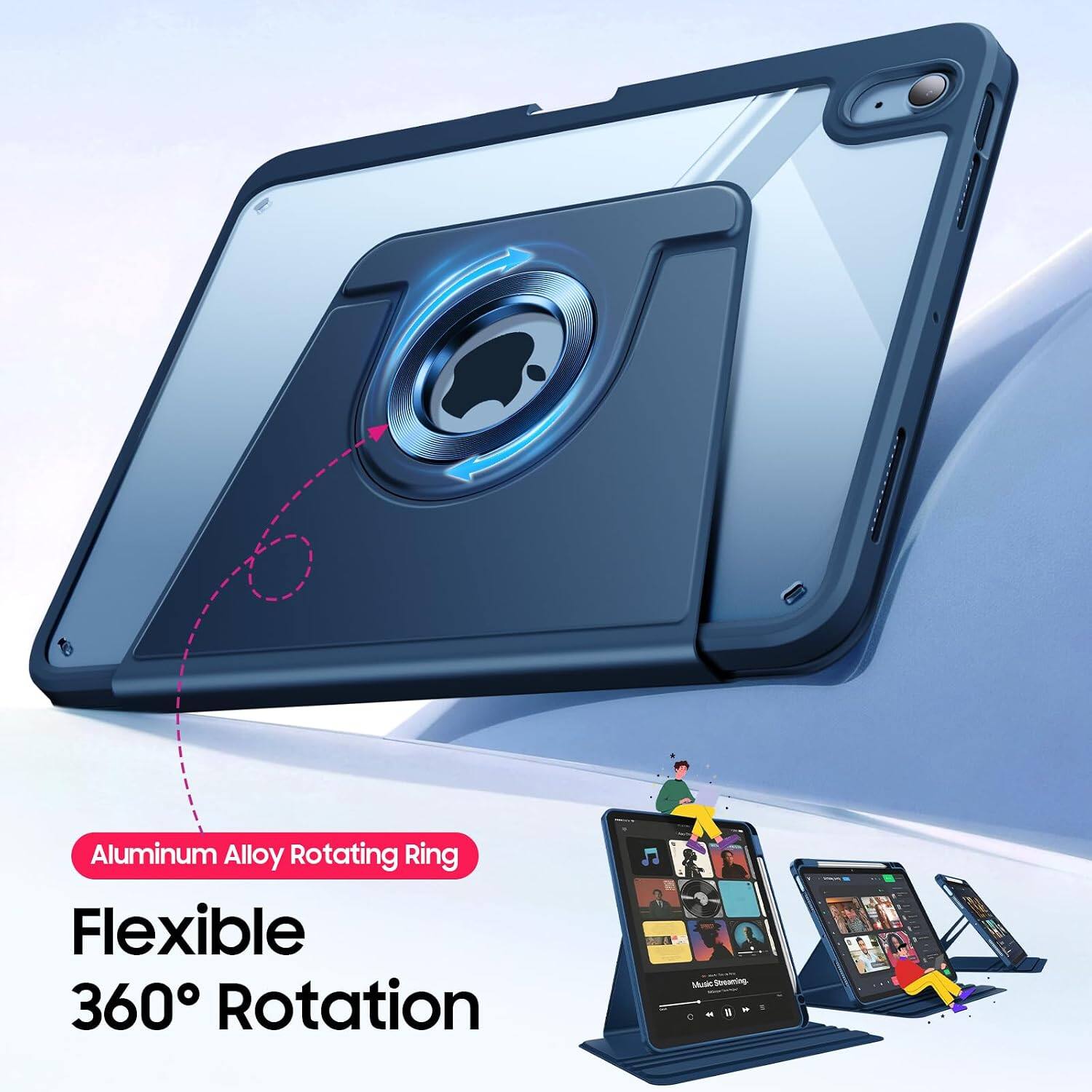 Aluminum Alloy Rotating Ring Flexible 360° Rotation  
- Music Streaming