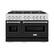 Angle. ZLINE - 48 in. Wide 8 Burner 6.7 cu. ft. Freestanding Classic Satin Steel Gas Range with Black Matte Doors - Black Matte.