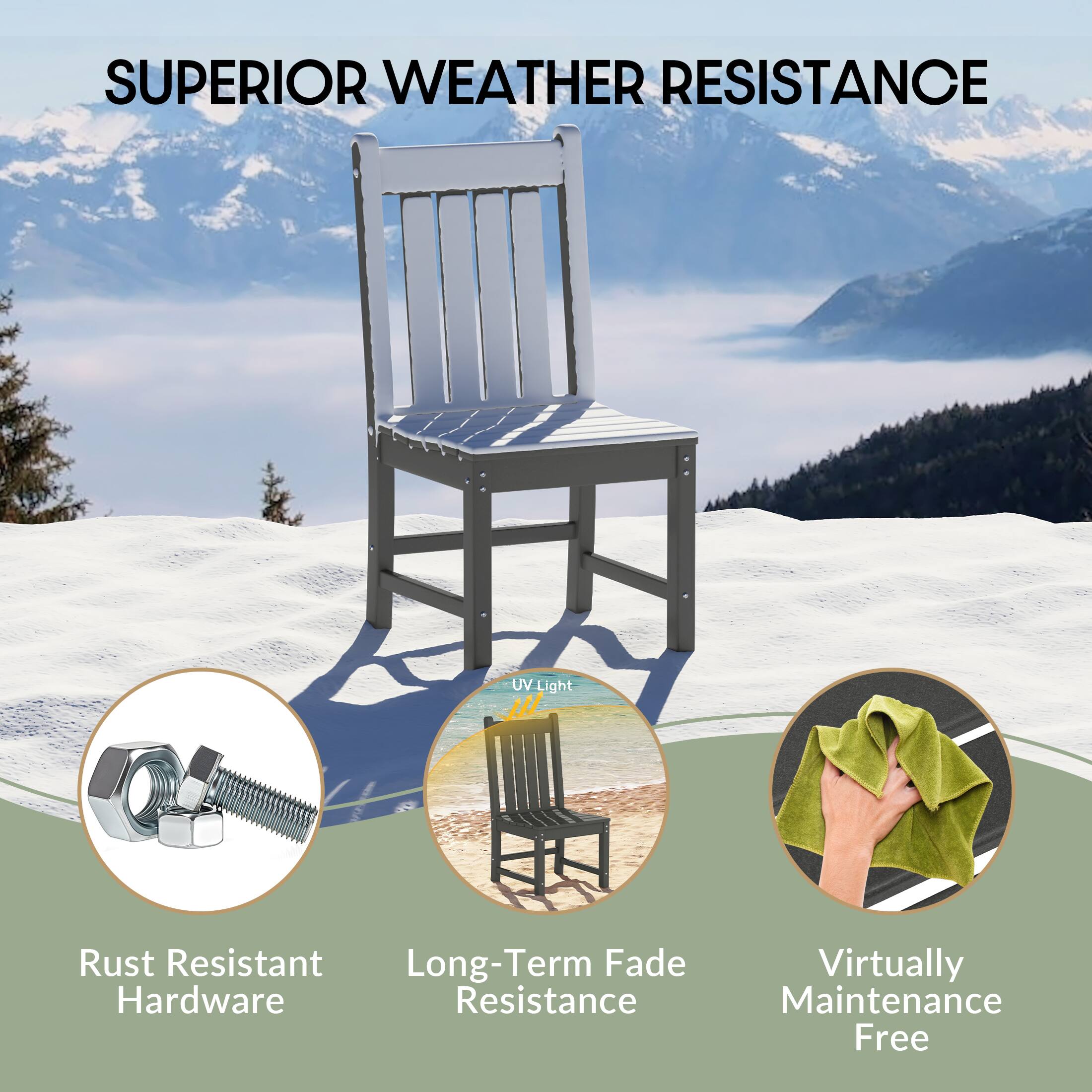 SUPERIOR WEATHER RESISTANCE

- UV-Light
- Rust Resistant Hardware
- Long-Term Fade Resistance
- Virtually Maintenance Free