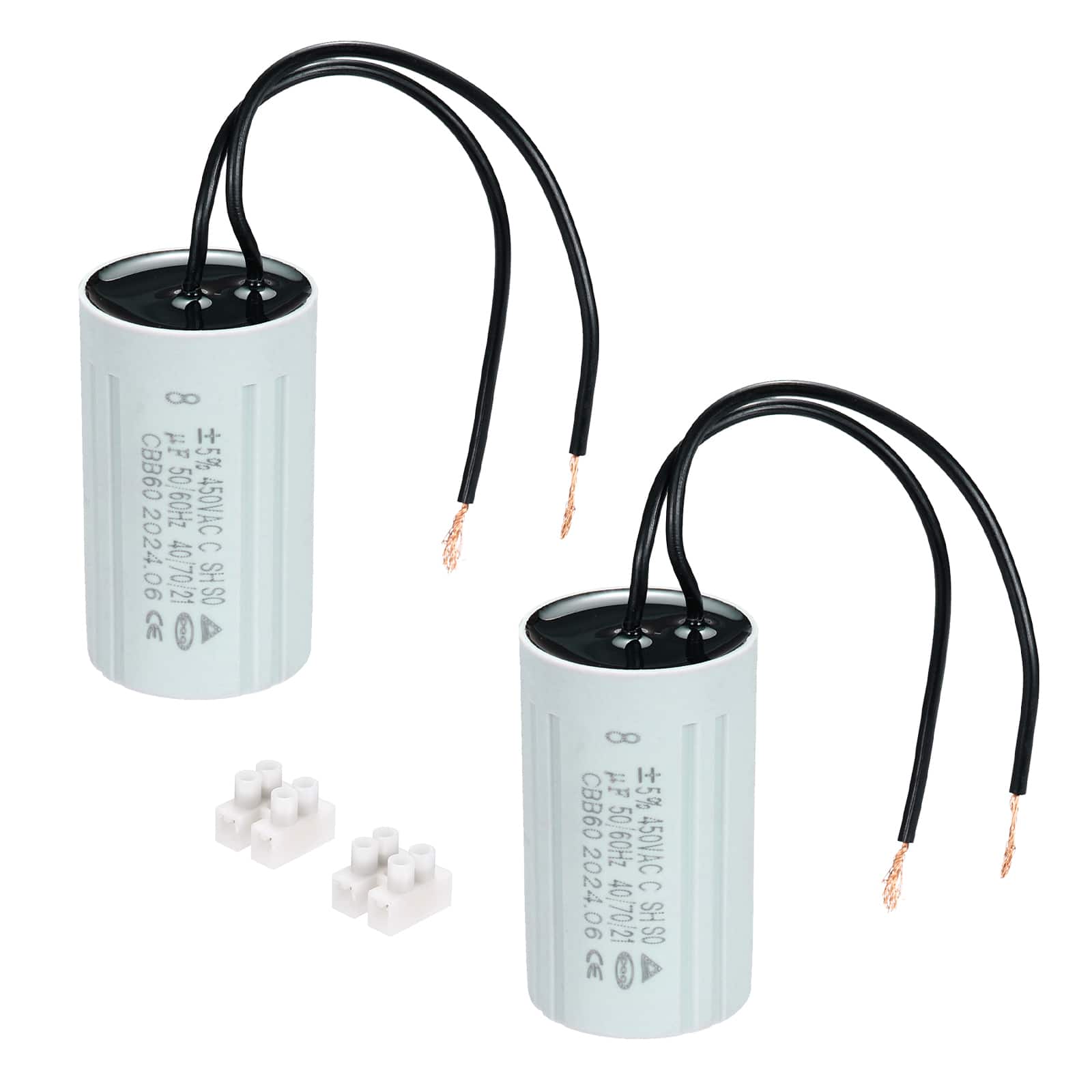 Unique Bargains - 2pcs 8uF CBB60 Running Capacitor, AC 450V 2 Wires 50/60Hz Cylinder 60x35mm for Water Pumps, Washing Machines - Gary price history on PriceWatchPro