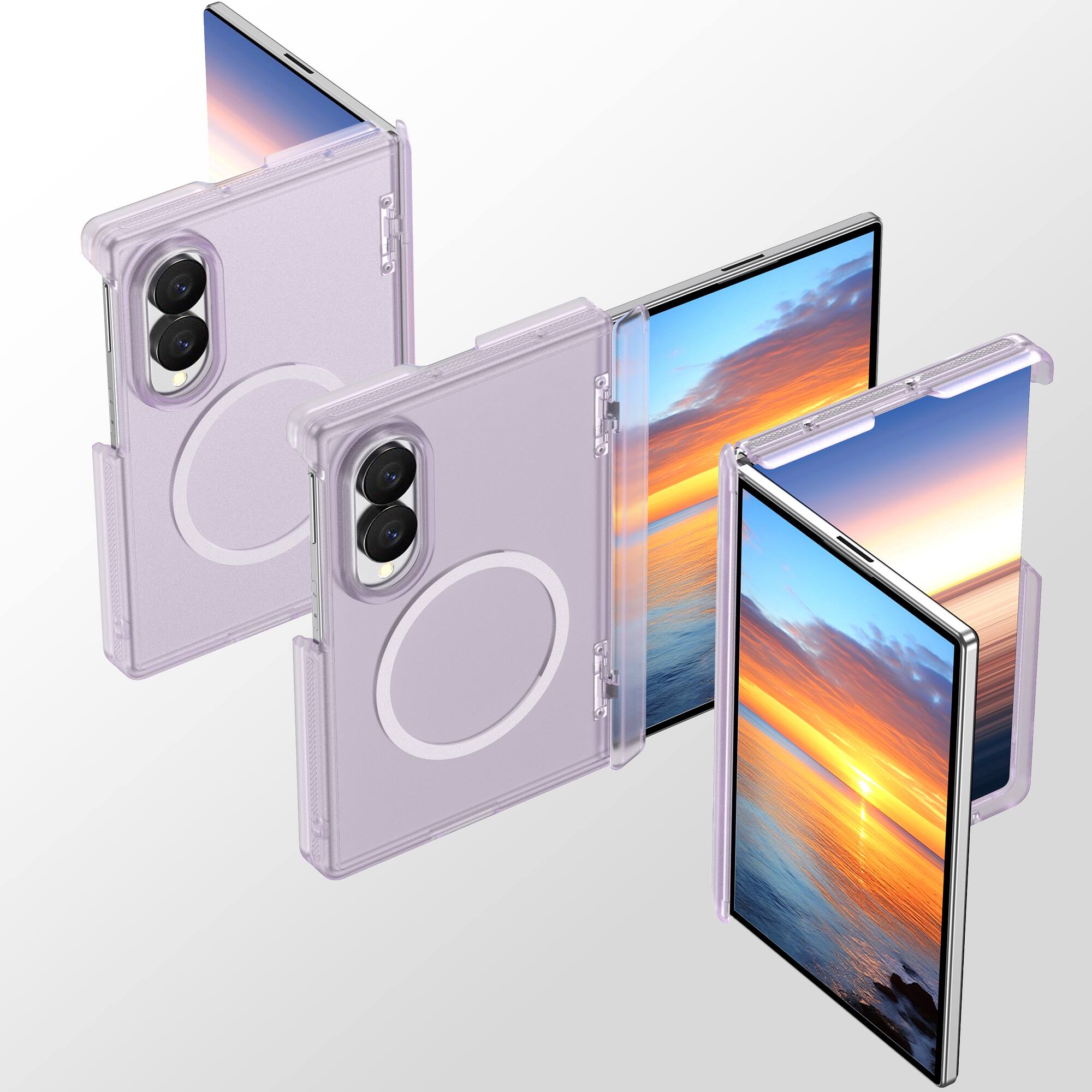 Angle. Dteck - Magnetic Matte Case for Samsung Galaxy Z Fold8 with Hinge Protection,Slim Hard PC Back Cover,No Front Frame Shell - Mattepurple.