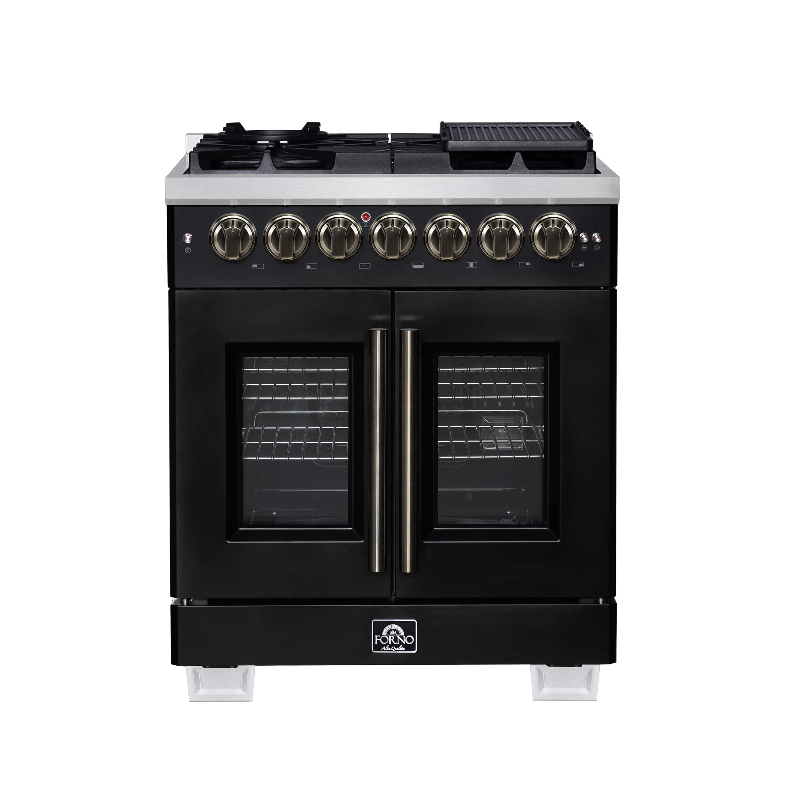 Forno Appliances - Capriasca 4.32 Cu. Ft. Dual Fuel Range with French Door Design - Black