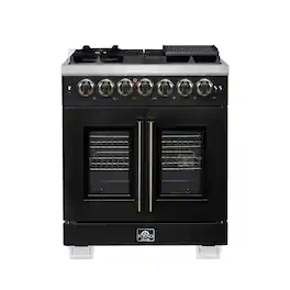 Forno Appliances - Capriasca 4.32 Cu. Ft. Dual Fuel Range with French Door Design - Black