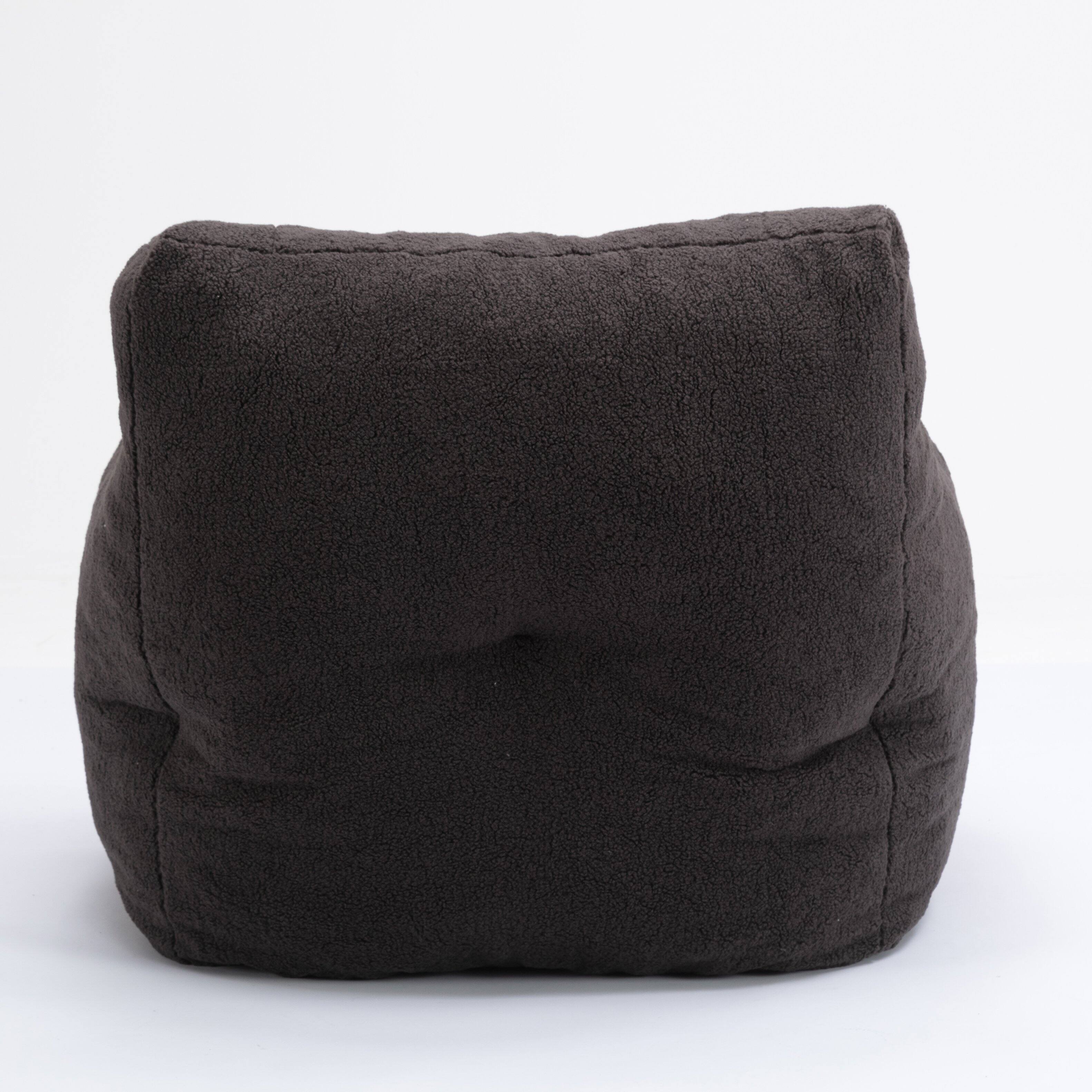 Back. Anysun - Soft Teddy Fabric Tufted Foam Bean Bag Chair With Teddy Fabric - Dark Gray.