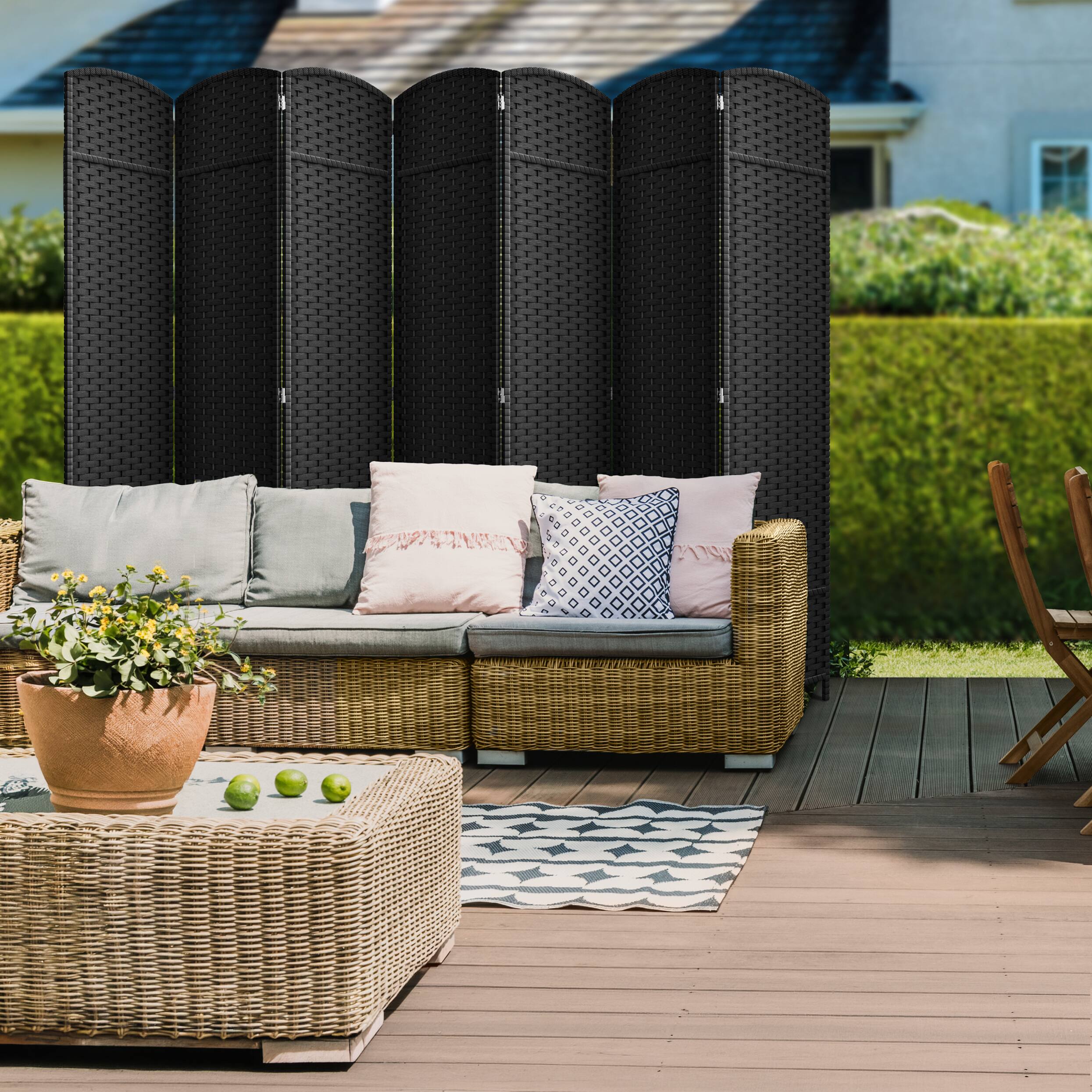 Alt View 4. Sorbus - Sorbus Extra Wide Double Hinged 7-Panels Partition Room Dividers, Black - Black.