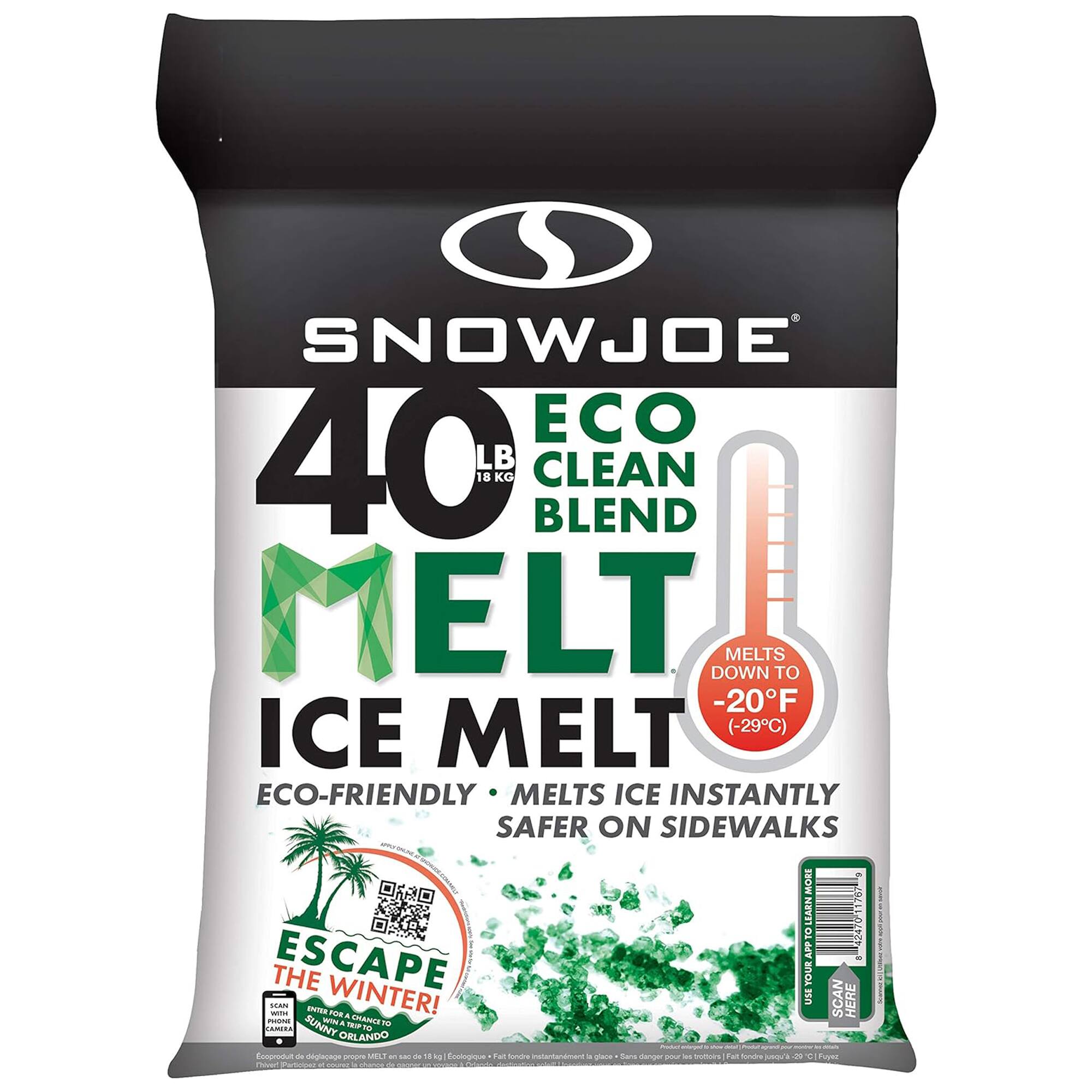 Snow Joe - Eco Clean Ice Melter Blend, Safe for Concrete & Plants, 40lb - White, Green
