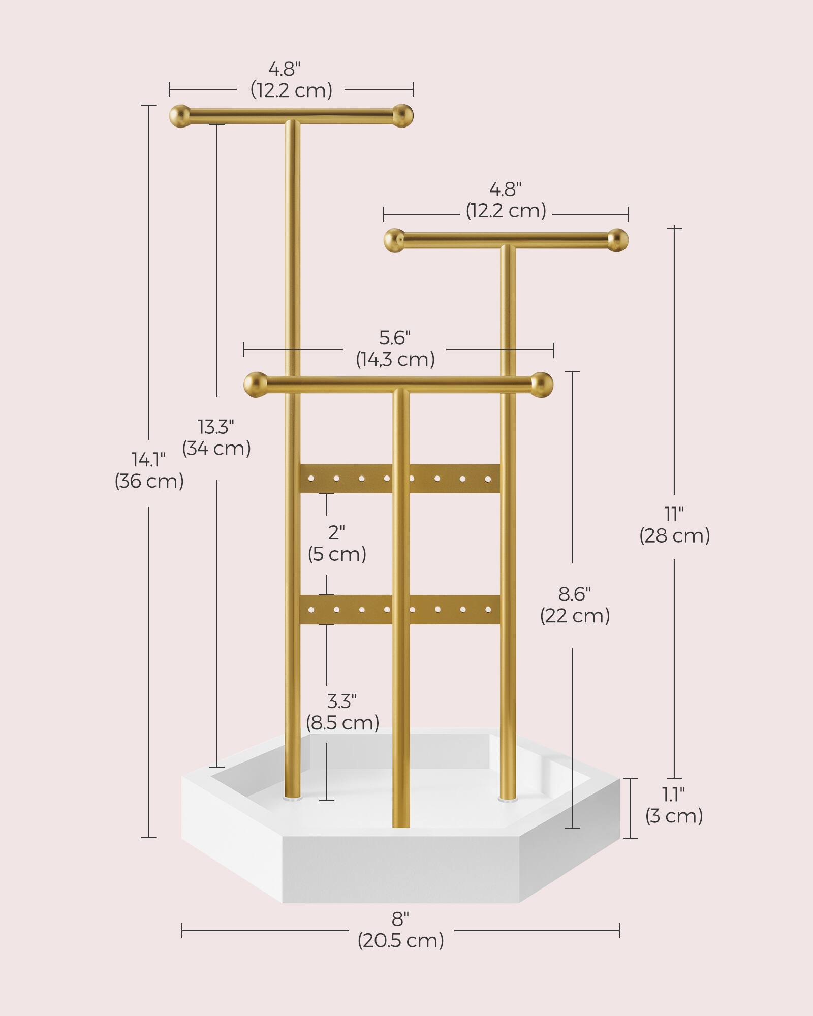 4.8" (12.2 cm)  
4.8" (12.2 cm)  
5.6" (14.3 cm)  
13.3" (34 cm)  
14.1" (36 cm)  
2" (5 cm)  
11" (28 cm)  
8.6" (22 cm)  
3.3" (8.5 cm)  
1.1" (3 cm)  
8" (20.5 cm)