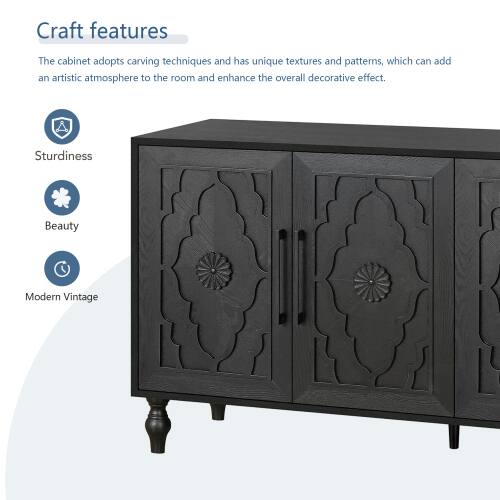 Craft features

The cabinet adopts carving techniques and has unique textures and patterns, which can add an artistic atmosphere to the room and enhance the overall decorative effect.

Sturdiness
Beauty
Modern Vintage