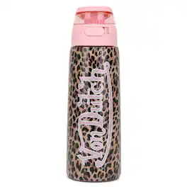 Von Dutch - 26oz Iconic Y2K Double Walled Insulated Stainless Steel Bottle | Pink - Leopard