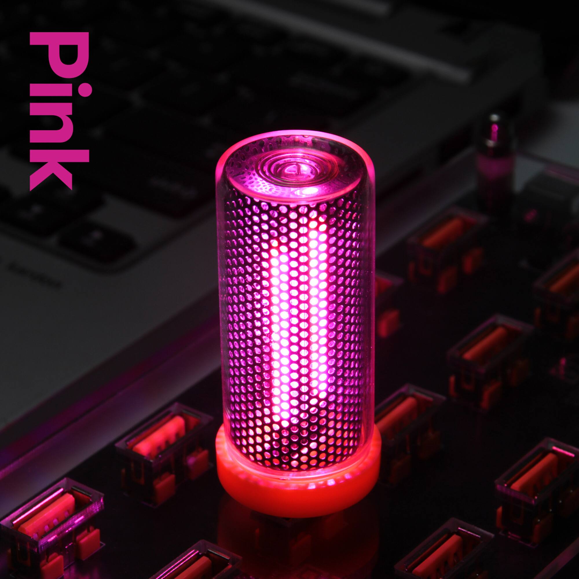 Front. YONWAY - USB Car LED Atmosphere Light, Touch Control Bulb, Bedroom Mood Lighting, Portable Glass Lamp for Vehicle, Bedroom.