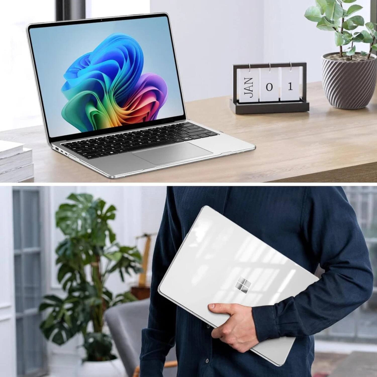 Back. Stock Preferred - Protective Slim Hard Shell Case for Microsoft Surface Laptop 7 - Crystal Clear - Crystal Clear.