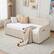 Alt View 1. Trinkets Crazed - Twin Size Daybed with Trundle, Twin to King Design Extendable Sofa Bed, Upholstered Corner Day Bed Frame - Beige.