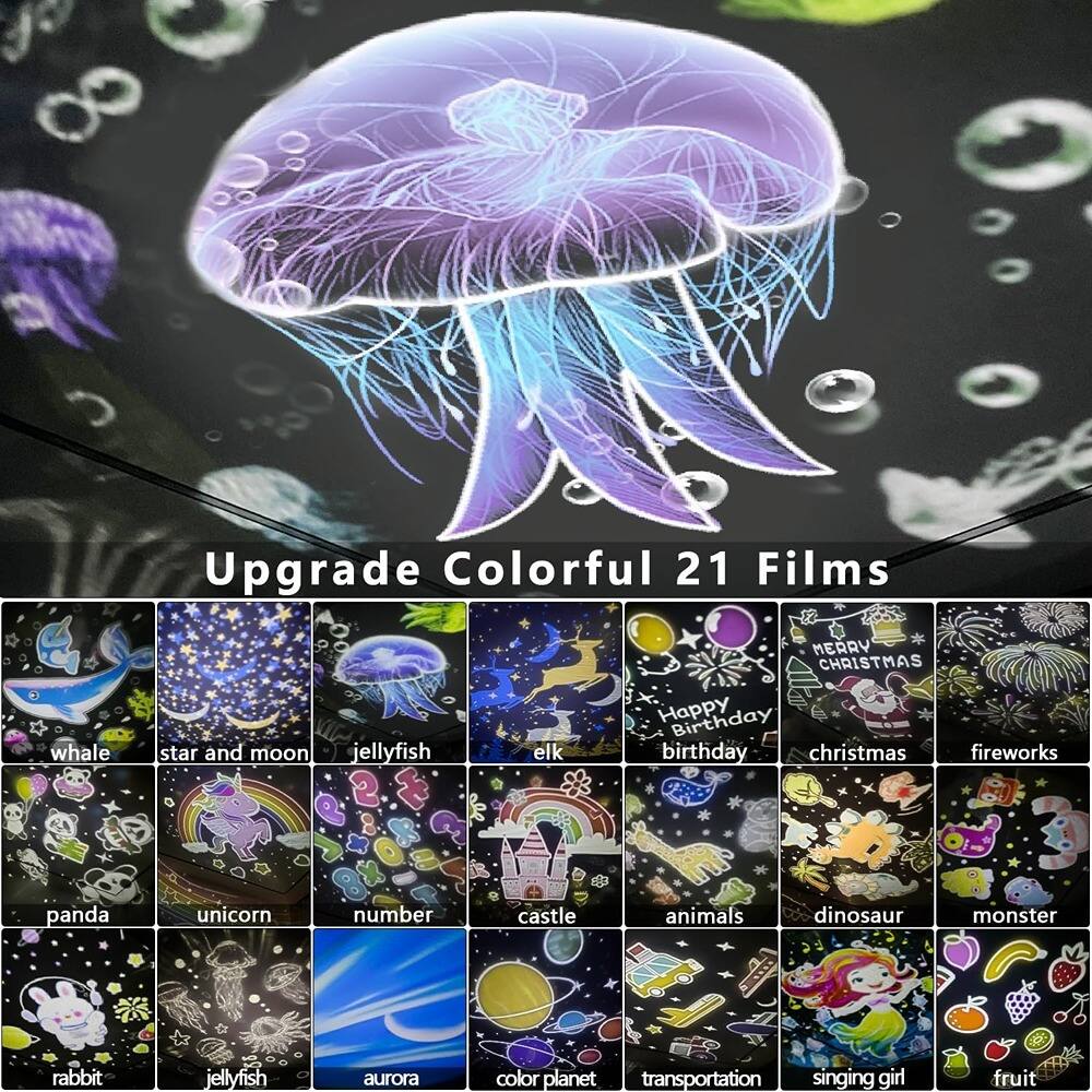 Upgrade Colorful 21 Films

- whale
- star and moon
- jellyfish
- elk
- Happy Birthday
- christmas
- fireworks
- panda
- unicorn
- number
- castle
- animals
- dinosaur
- monster
- rabbit
- jellyfish
- aurora
- color planet
- transportation
- singing girl
- fruit