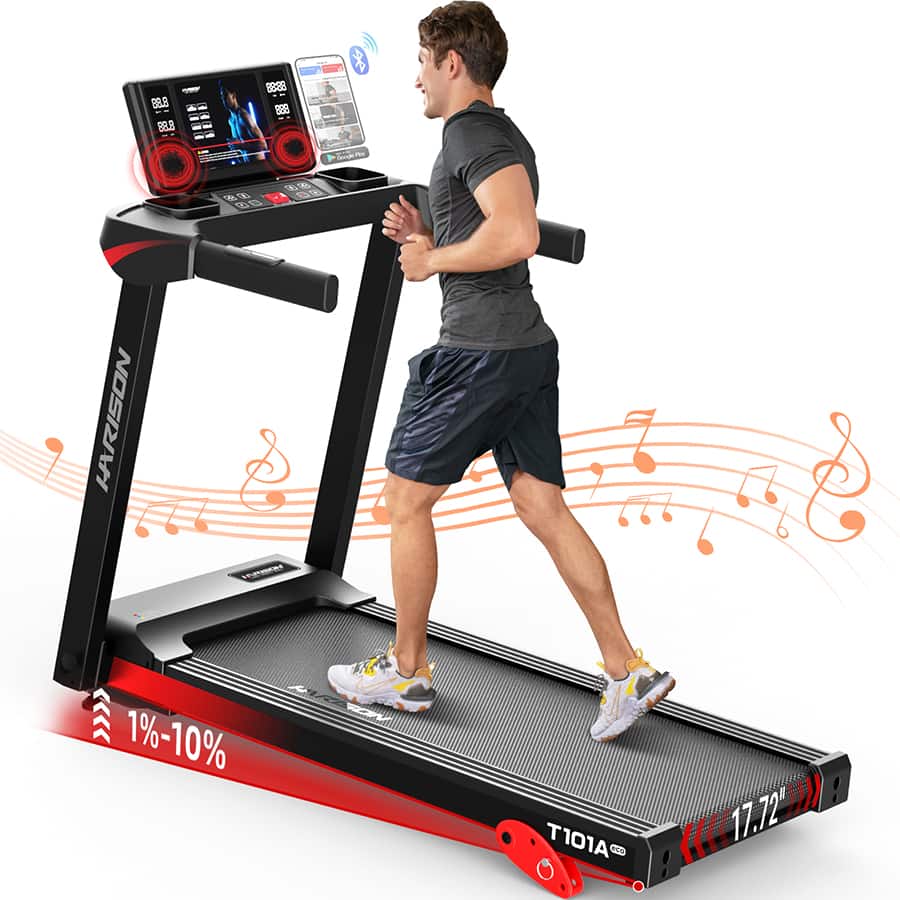 HARISON - lntelligent Treadmill for Home with Incline 300 lbs Weight Capacity ,Running Machine with Speaker 3.0HP - black