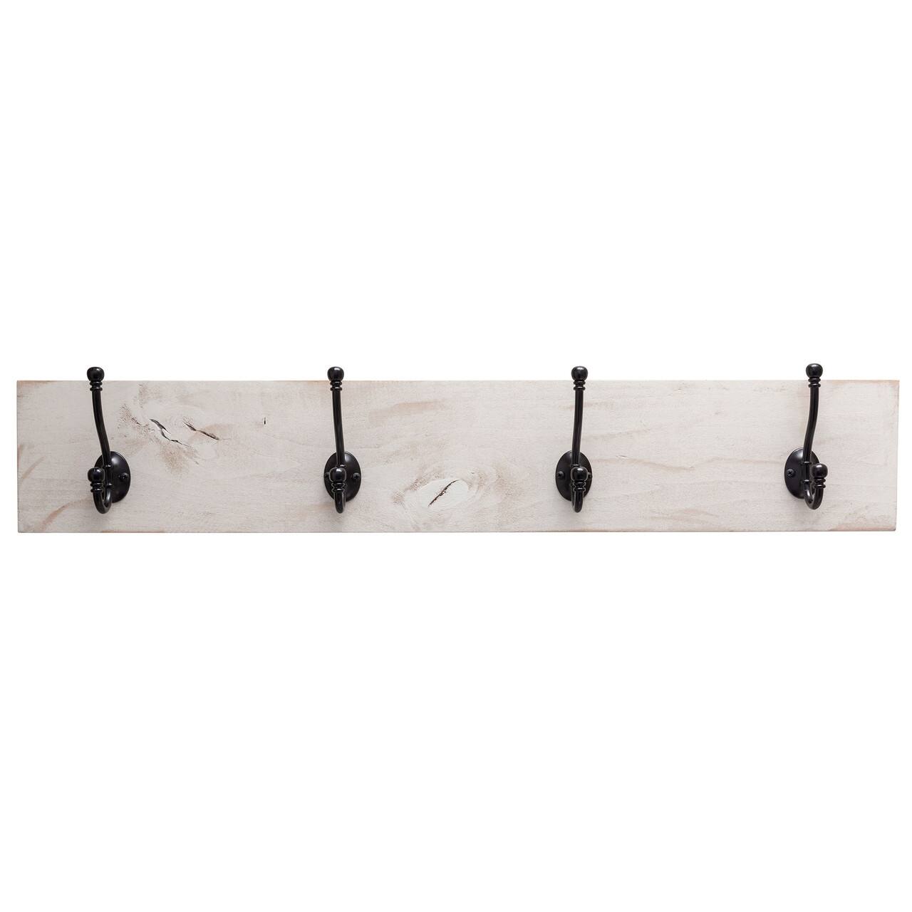 Alt View 11. TRINITY - DRAKESTONE Coat and Towel Rack w/ 4 Double Hooks White Wash - White Wash.